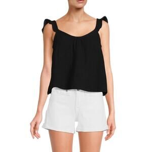 NWT Marine Layer Jude Gauzey Cotton Flutter Sleeve Tank Top Black Womens Size XL